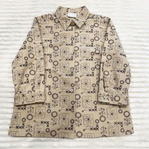Alfred Dunner Khaki & Black Embroidered Collared Women’s Button Down Jacket